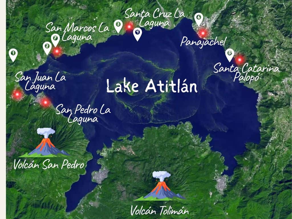 Map of the best things to do in Lake Atitlán