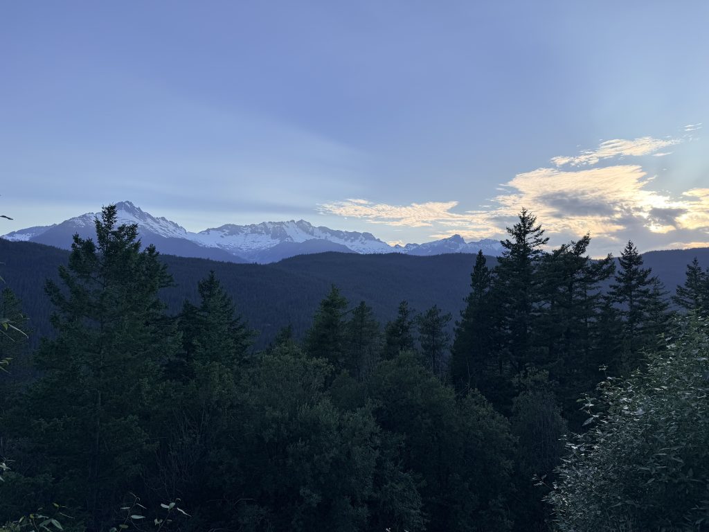 Sunset mountain view from Tantalus Lookout along the Sea to Sky Highway