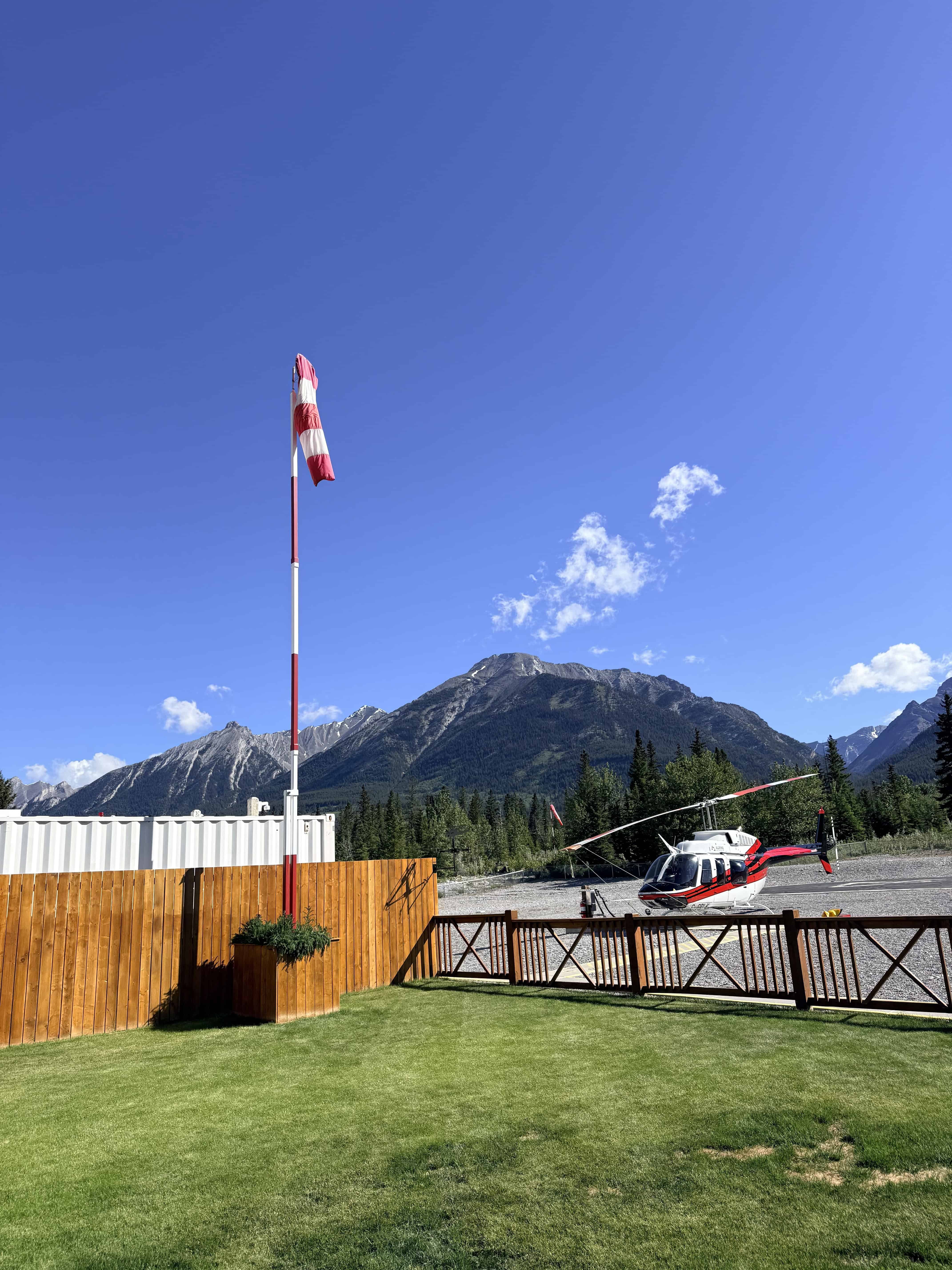 Helicopter tour in Canmore surrounded by the Alberta Rockies
