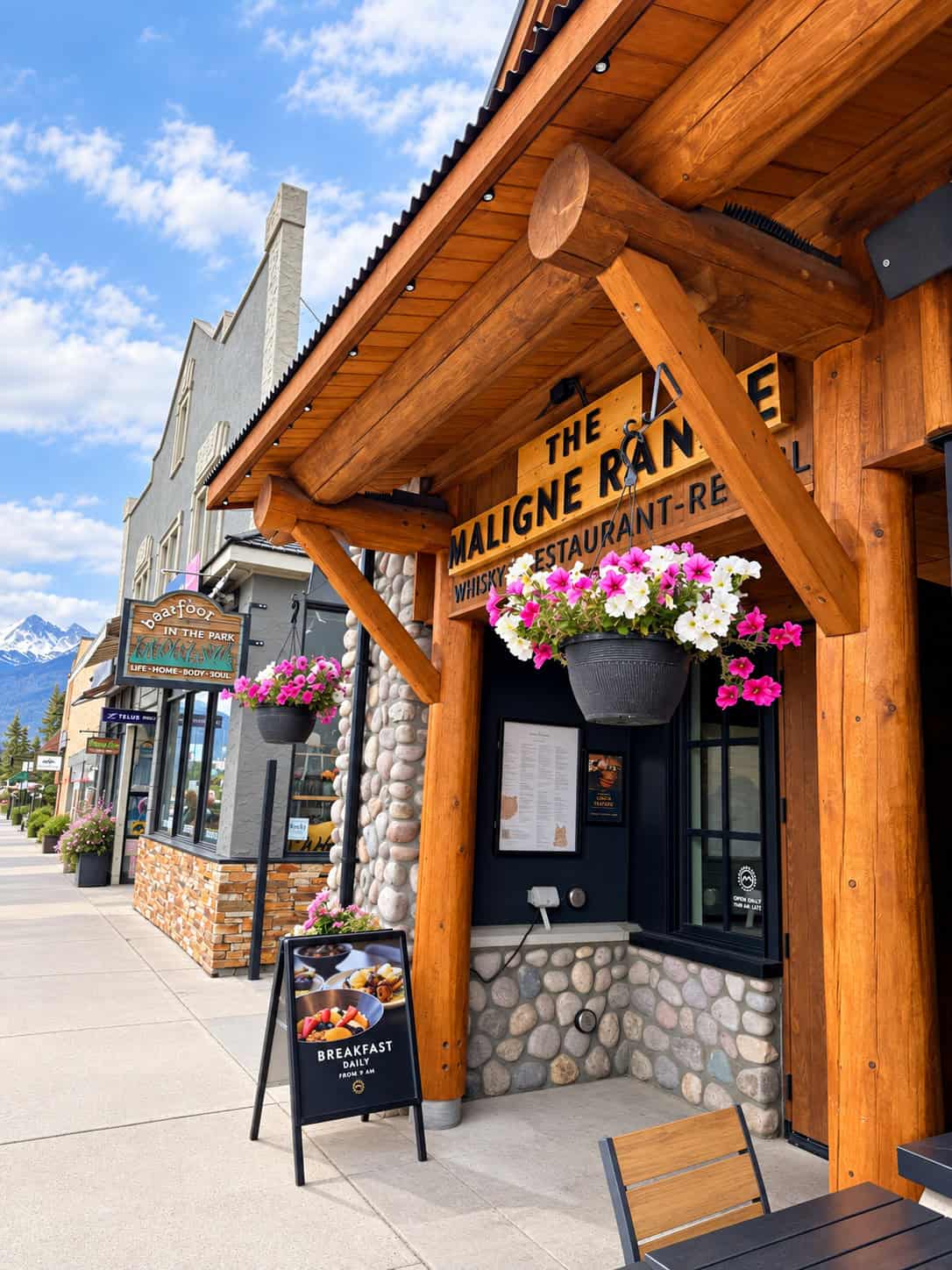 Jasper village surrounded by mountains in Alberta