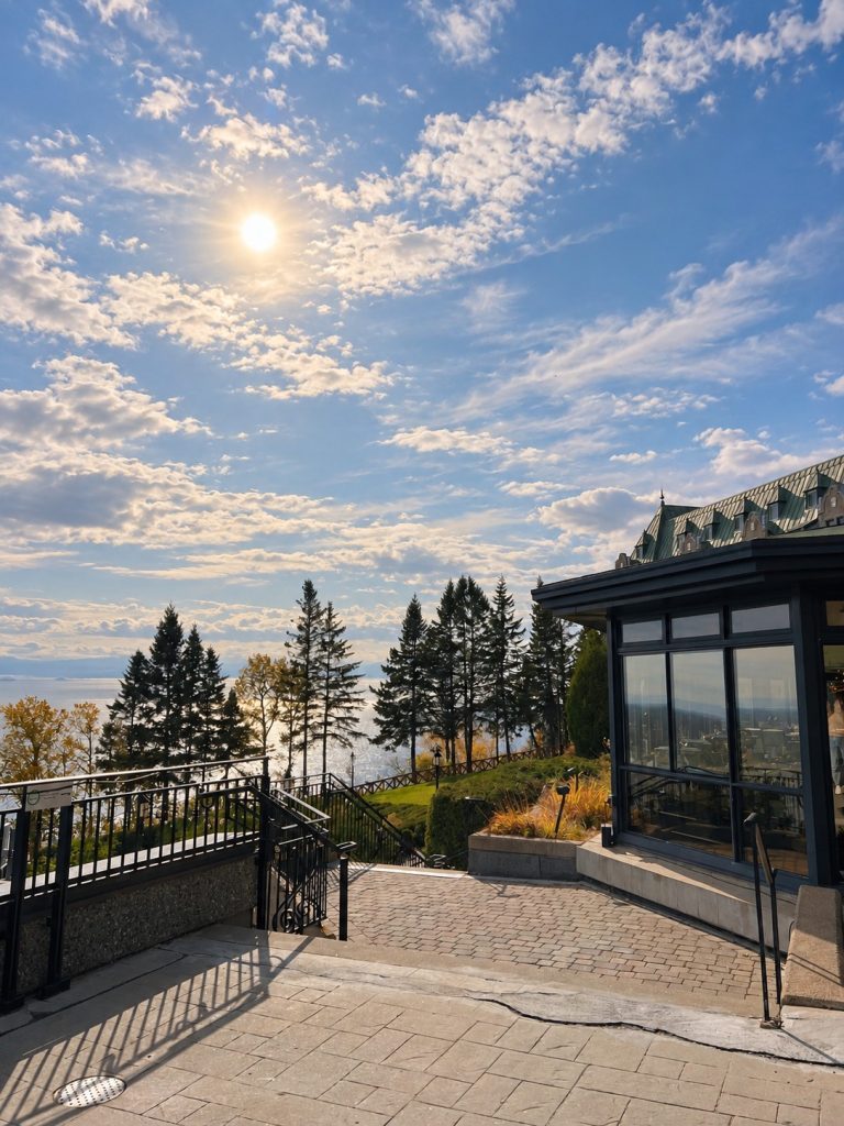 View from Fairmont Le Manoir Richelieu overlooking the St. Lawrence River in La Malbaie, Charlevoix.