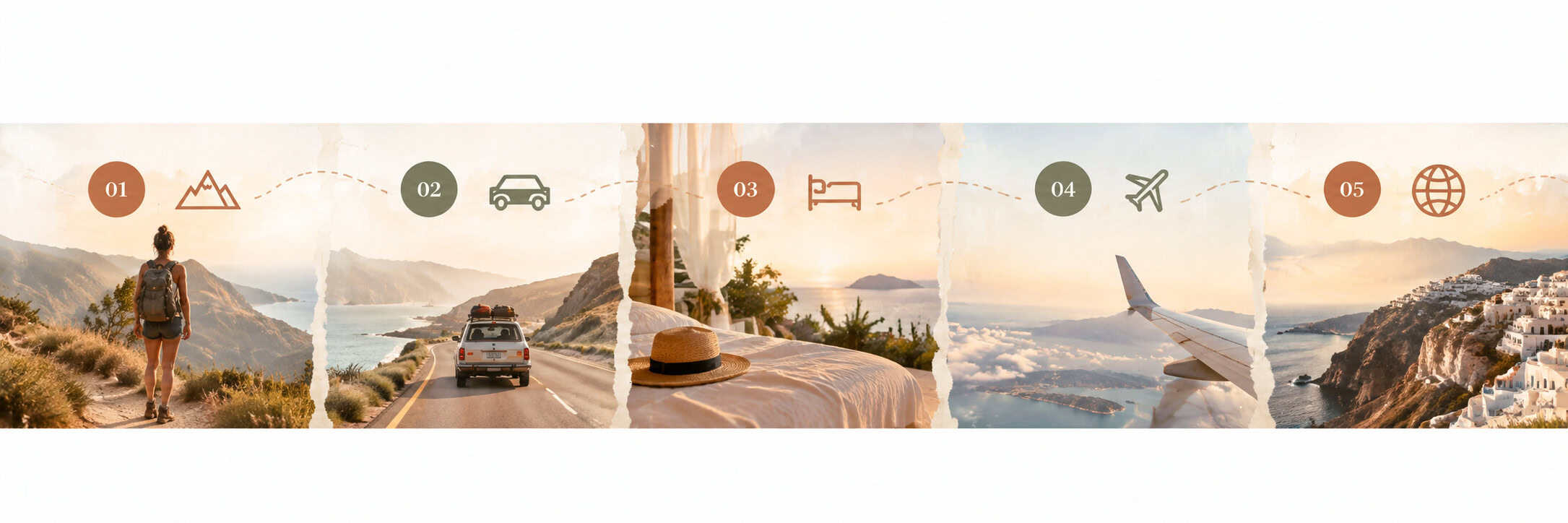 Five-step solo travel progression from hiking and a weekend road trip to an overnight stay, flying alone and a bigger adventure