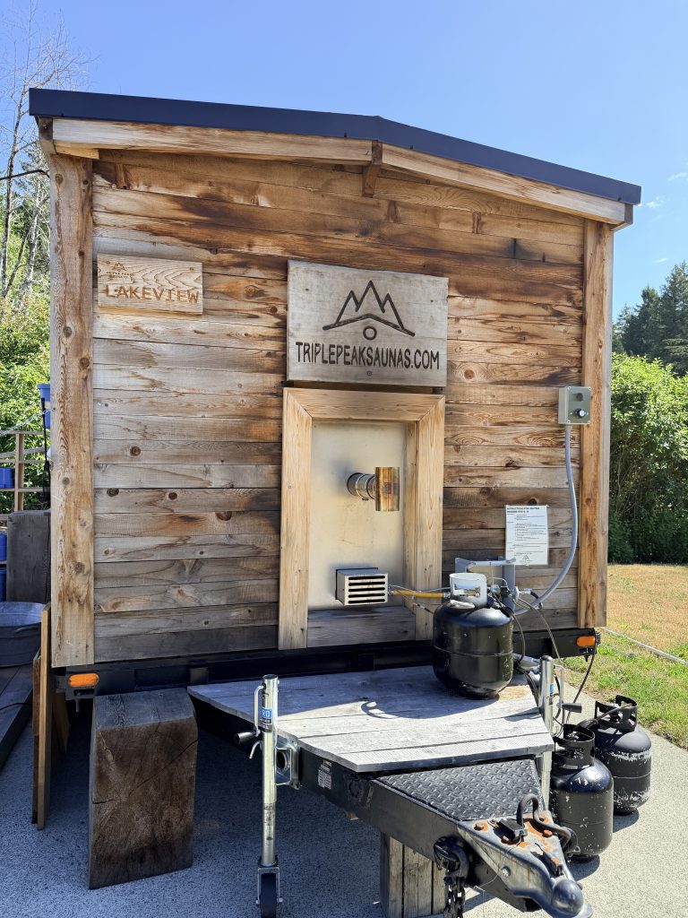 Triple Peak Sauna at Sproat Lake Landing Resort on Vancouver Island.