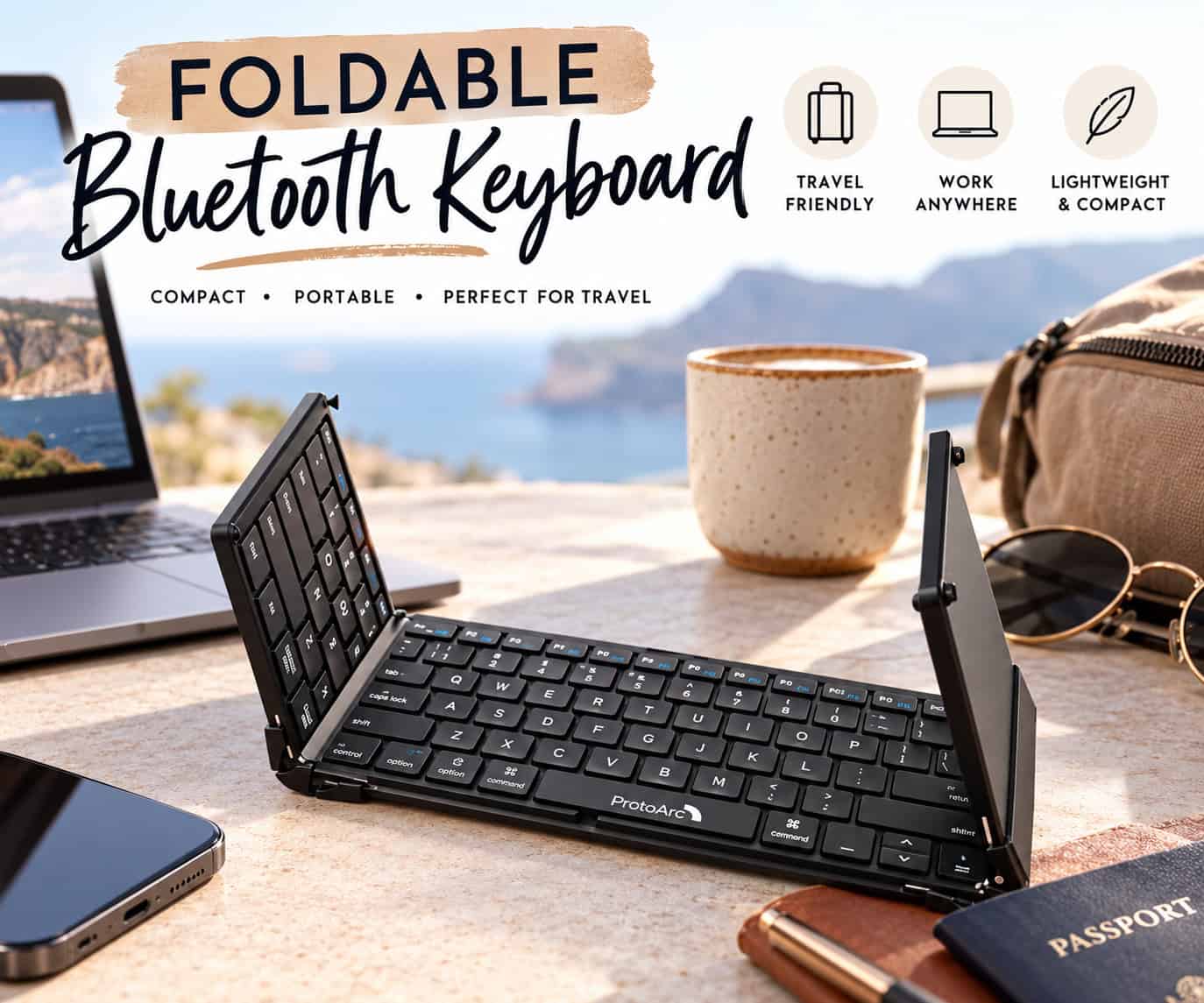 Foldable Bluetooth keyboard for remote work and travel