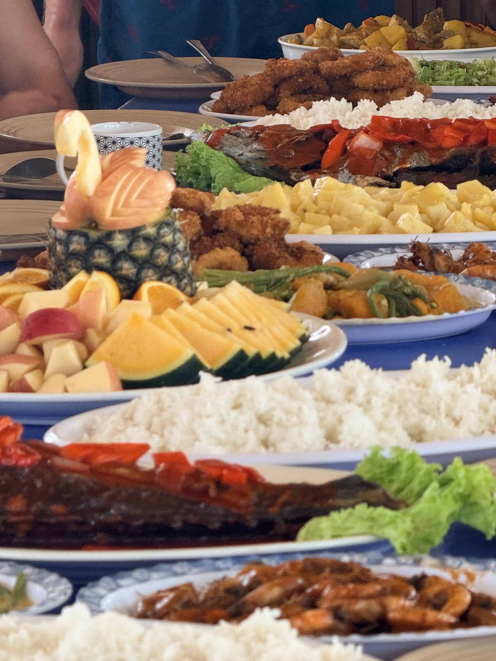 Fresh Filipino meal prepared during a three-day El Nido to Coron island expedition in Palawan, Philippines