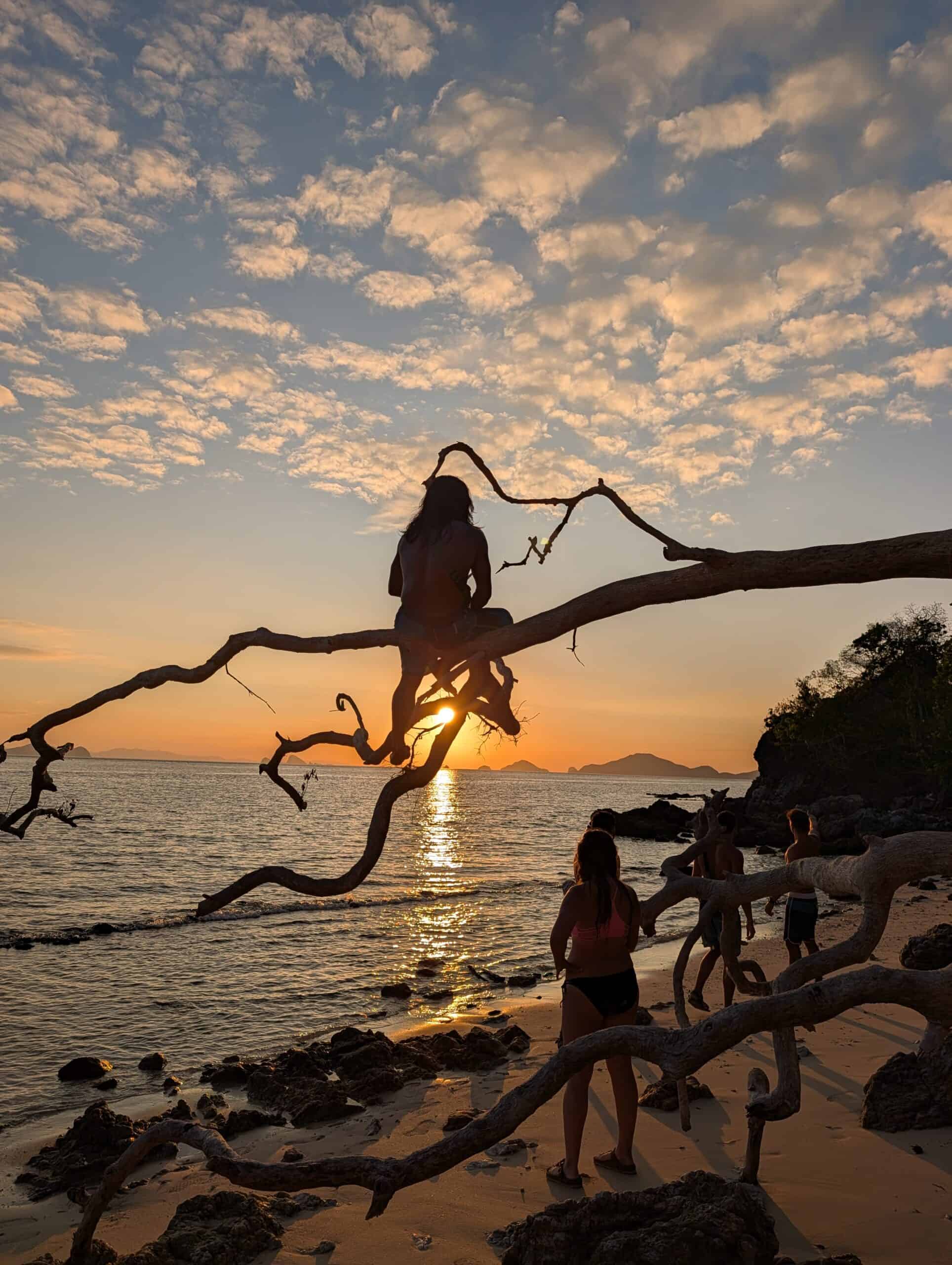 Sunset at Balinbin Basecamp during the El Nido to Coron island expedition in Palawan